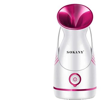 Sokany Ionic Steamer for Face and Hair Care, Deep Cleaning and Sauna Professional, White with Fuchsia ZJ-6380