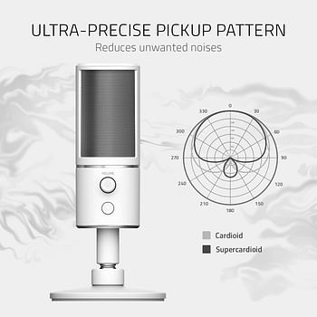 Razer Seiren X USB Streaming Microphone: Professional Grade - Built-in Shock Mount - Supercardiod Pick-Up Pattern - Anodized Aluminum - Mercury White, one Size