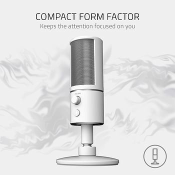 Razer Seiren X USB Streaming Microphone: Professional Grade - Built-in Shock Mount - Supercardiod Pick-Up Pattern - Anodized Aluminum - Mercury White, one Size