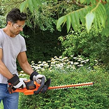 BLACK+DECKER Cordless Power Hedge Trimmer, POWERCONNECT Series, 18 V, 45 cm Blade Length, 18 mm Blade Gap, Dual Action, Battery not Included, GTC18452PCB-XJ -  Orange/Black