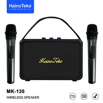 Haino Teko MK-135 Portable Wireless Speaker with Dual Microphones for Indoor and Outdoor