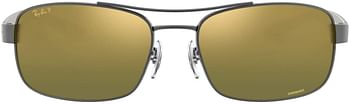 Ray-Ban Men's RB8318CH Chromance Lens Rectangular Metal Sunglasses