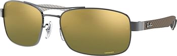 Ray-Ban Men's RB8318CH Chromance Lens Rectangular Metal Sunglasses