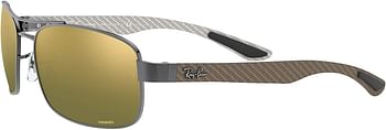 Ray-Ban Men's RB8318CH Chromance Lens Rectangular Metal Sunglasses