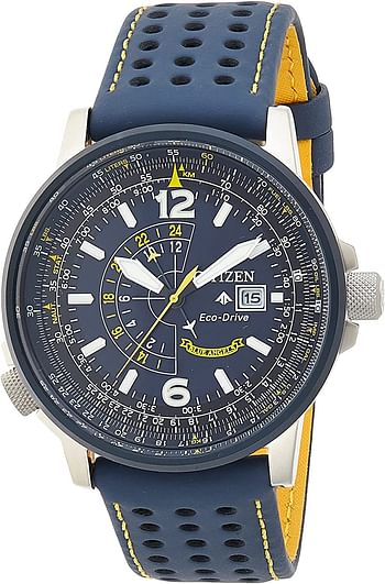 Citizen Men's Solar Powered Watch, Analog Display And Leather Strap Bj7007-02L - Blue