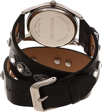 Manoush MSHDI01 Wrist Watch for Women, Leather, MSHDI01 Analog 36 millimeters Black