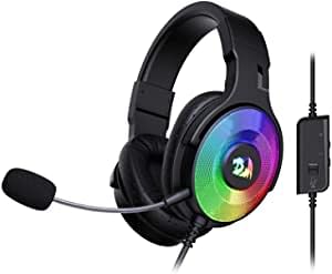 Redragon H350 Pandora RGB Wired Gaming Headset, Dynamic RGB Backlight - Stereo Surround-Sound - 50 mm Drivers - Detachable Microphone, Over-Ear Headphones Works for PC/PS4/XBOX One/NS