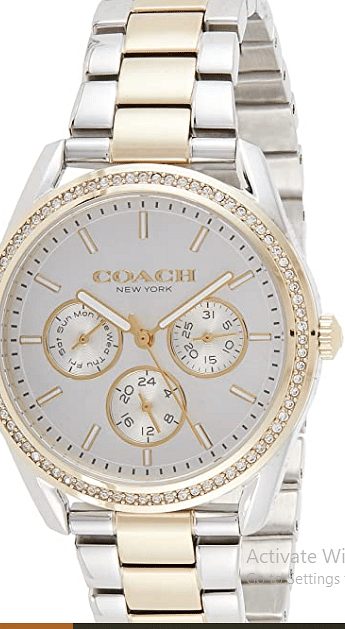 Coach Womens Quartz Wrist Watch, Chronograph and Stainless Steel- 14503268/Silver/one size