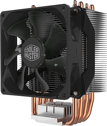 Cooler Master Hyper H412R Cpu Air Cooler - Low-Profile Cooling System Direct Contact Technology 4 Copper Heat Pipes Compact Aluminium Heatsink With 92Mm Pwm Fan - Amd & Intel Compatible