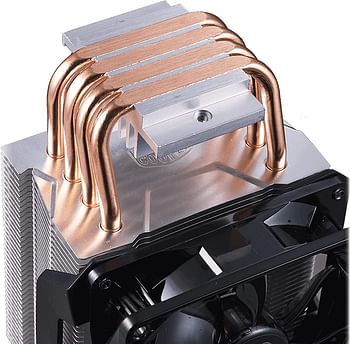 Cooler Master Hyper H412R Cpu Air Cooler - Low-Profile Cooling System Direct Contact Technology 4 Copper Heat Pipes Compact Aluminium Heatsink With 92Mm Pwm Fan - Amd & Intel Compatible