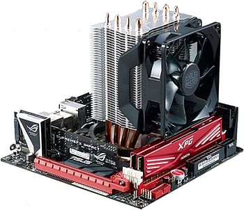 Cooler Master Hyper H412R Cpu Air Cooler - Low-Profile Cooling System Direct Contact Technology 4 Copper Heat Pipes Compact Aluminium Heatsink With 92Mm Pwm Fan - Amd & Intel Compatible