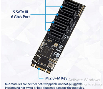 M.2 22x42 to SATA III 2 Ports Adapter Card (Jmicro Chipset) , Add Two SATA 3.0 Devices to any M.2 2242 Slot SI-ADA40141