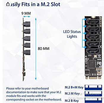 M.2 22x42 to SATA III 2 Ports Adapter Card (Jmicro Chipset) , Add Two SATA 3.0 Devices to any M.2 2242 Slot SI-ADA40141