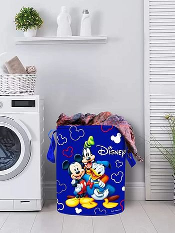 Fun Homes Disney Print Waterproof Canvas Laundry Bag, Toy Storage, Laundry Basket Organizer 45 L (Blue) Fun0797 Pack Of 1