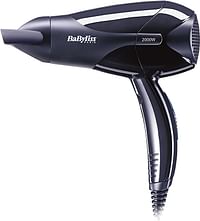 Babyliss Light Weight Hair Dryer 2000W, 2 Heat 2 Speed Control With Concentrator Nozzle, Portable Travel Friendly, Black D212Sde, Black 2000W