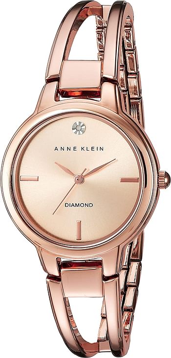 Anne Klein Rose Gold Tone Open Link Diamond Dial Bangle Watch 30 Millimetres