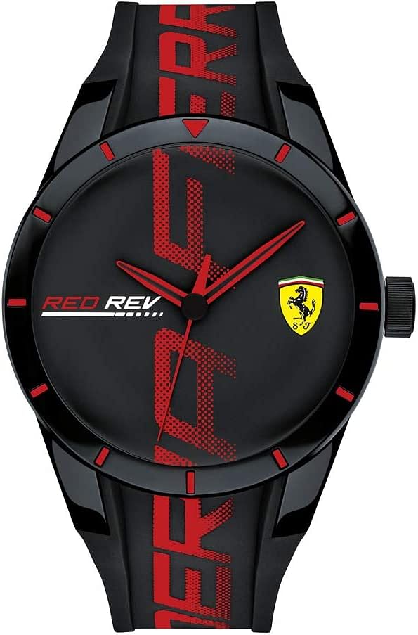 Ferrari Men's RedRev Quartz Plastic and Silicone Strap Casual Watch 0830614 - Black