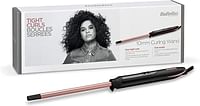 BABYLISS CURLING IRON 10MM LED 6 TEMP HEAT SETTINGS FROM 160°C Up to 210°C QUARTZ CERAMIC, 140mm long barrel with Heat Glove, Black, Small C449SDE