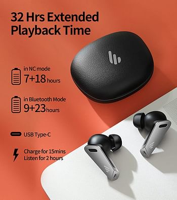 Edifier Nb2 Pro True Wireless Earbuds - 6 Mics - Hybrid Active Noise Cancelling - Bluetooth 5.0 Wireless Earphone - 32H Play Time - Usb-C - App Control- Black Small, Tws Nb 2