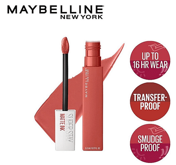 Maybelline New York Liquid Matte Lipstick, Long Lasting, 16hr Wear, Superstay Matte Ink, 130 Self Starter, 5ml