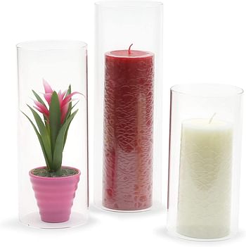 WGVI Hurricane Candleholders, Wide 4", Height 12", Clear Glass Cylinder Open Both Ends, Chimney Tube, Open Ended Hurricane, Candle Shade, 1 Piece