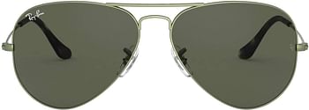 Ray-Ban 0RB3025 Unisex-Adult Classic Aviator Sunglasses Sand Transparent Green/Green 55 mm