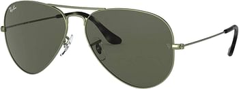 Ray-Ban 0RB3025 Unisex-Adult Classic Aviator Sunglasses Sand Transparent Green/Green 55 mm