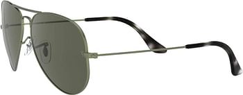 Ray-Ban 0RB3025 Unisex-Adult Classic Aviator Sunglasses Sand Transparent Green/Green 55 mm