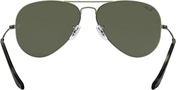 Ray-Ban 0RB3025 Unisex-Adult Classic Aviator Sunglasses Sand Transparent Green/Green 55 mm