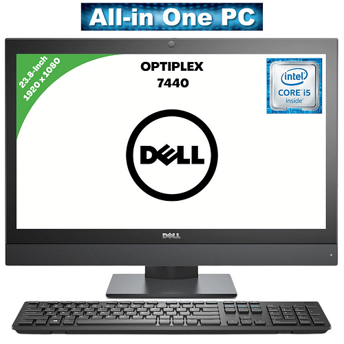 جهاز كمبيوتر الكل في واحد Dell Optiplex 7440 | انتل كور i5-6 الجيل | رام 8 جيجا DDR4 | SSD 256 جيجا | شاشة مقاس 23.8 بوصة | Win 10 Pro Original، Eng KB - Black