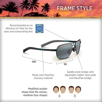 Maui Jim Sunglasses Guardrails 327 Aviator Frame Polarized Lenses with Patented PolarizedPlus2 Lens Technology