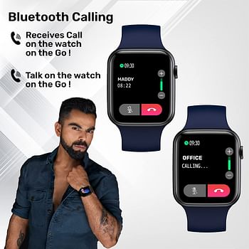 Fire-Boltt Ring Bluetooth Calling Smartwatch With Spo2 & 1.7” Metal Body With Blood Oxygen Monitoring, Continuous Heart Rate, Full Touch & Multiple Watch Faces (Blue), M (Bsw005)