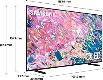 تلفزيون سامسونج الذكي ، QLED 4K ، Q60B ، 60 بوصة ، 2022 ، تكنولوجيا Quantum HDR ، صوت تتبع الكائنات لايت ، محور ذكي ، مع 2 مكبرات صوت ، LED مزدوج ، معايرة ذكية ، حامل قابل للتعديل ، QA60Q60BAUXZN - أسود