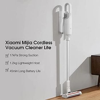 Xiaomi Mijia Lite MJWXCQ03DY Cordless Stick Handheld Vacuum Cleaner 17000Pa 2 Gear Suction Mode 220W Lightweight for Home Hard Floor Carpet