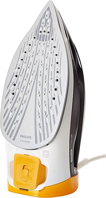 PHILIPS Azur Steam Iron: 2400W 45g/min 200 SOS SteamGlide 2m cord, 300ml Quick Calc Release White/Black GC4537/86.