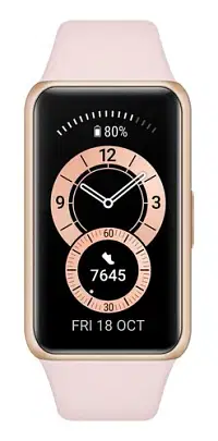 Huawei Band 6 1.47" gold polymer case, sakura pink silicone mesh FRA-B19