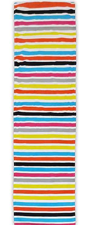 Home Town Stripes Jaquard/Polyster Horizontal Striped Multicolour Table Runner,33X180cm, Multicolor