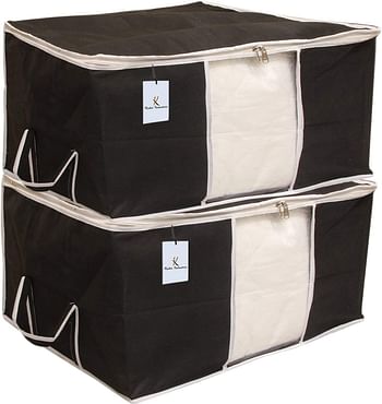 Kuber Industries 2 Piece Non Woven Underbed Storage Bag Set, Extra Large, Black