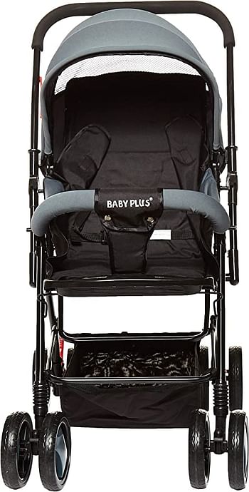 Baby PlUS AdjUStable Stroller/Lightweight & Foldable/Compact & Reversible Handlebar/Safety Belt/Wheels With SUSpension/Reclining Position/Portable & Flexible/Unisex/ 6 To 36 Months/Grey