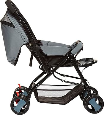 Baby PlUS AdjUStable Stroller/Lightweight & Foldable/Compact & Reversible Handlebar/Safety Belt/Wheels With SUSpension/Reclining Position/Portable & Flexible/Unisex/ 6 To 36 Months/Grey