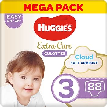 Huggies Extra Care Pants - Size 3, Mega Pack, 6-11 Kg, 88 Diaper Pants 3