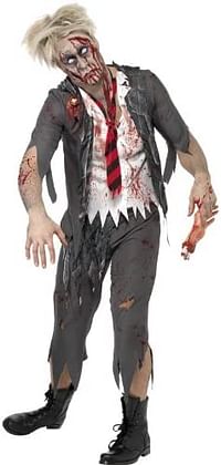 Smiffys Adult Zombie School Boy Halloween Fancy Dress Costume/Grey/L