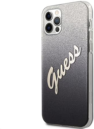 Guess PC/TPU Script Glitter Hard Case for iPhone 12 Mini (5.4") - Gradient Black