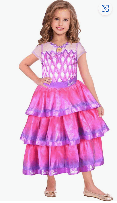 Amscan Kids Barbie Gemstone Ball Gown Costume Girls Pink