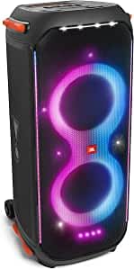 JBL Partybox 710 Party Speaker with 800W RMS Powerful Sound, Built-In Lights, IPX Splashproof Design, Easy-to-Grip Handle, Smooth-Running Wheels, Guitar & Mic Inputs - Black, JBLPARTYBOX710EU