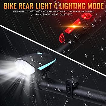 مجموعة مصابيح الدراجة SKY-TOUCH القابلة لإعادة الشحن USB ملحقات LED للدراجات الليلية عواكس خلفية للدراجات الجبلية 4 أوضاع إضاءة ، سهلة التركيب (أزرق)