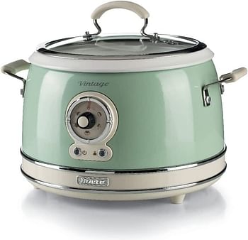 Ariete 2904 Rice Cooker Vintage Electric rice cooker Slow Cooker 700 W 5 cooking functions 3.5 Litre Non-Stick Ceramic - Green