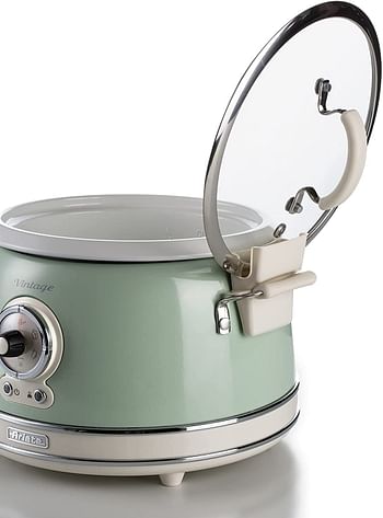 Ariete 2904 Rice Cooker Vintage Electric rice cooker Slow Cooker 700 W 5 cooking functions 3.5 Litre Non-Stick Ceramic - Green