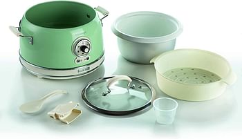 Ariete 2904 Rice Cooker Vintage Electric rice cooker Slow Cooker 700 W 5 cooking functions 3.5 Litre Non-Stick Ceramic - Green