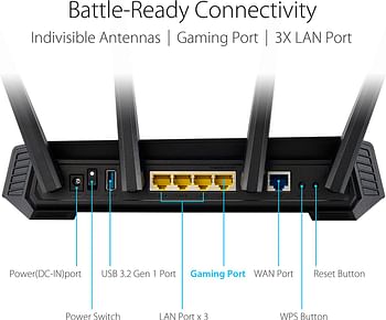 ASUS ROG Strix AX5400 WiFi 6 Gaming Router (GS-AX5400) - Dedicated Gaming Port, VPN Fusion, Lifetime Free Internet Security, Instant Guard, AiMesh, Adaptive QoS, Port Forwarding, Aura RGB - Black